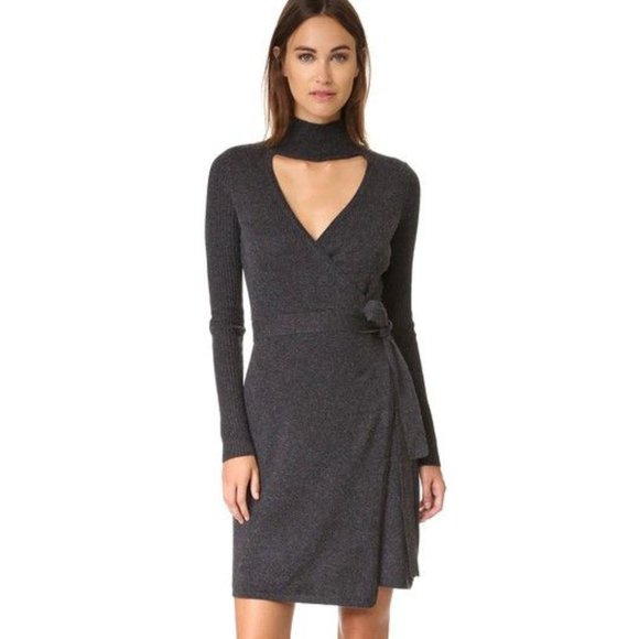 Diane Von Furstenberg Charcoal Wrap Dress - Picture 1 of 8